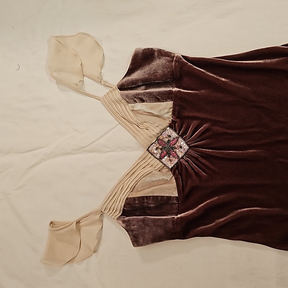 BCBGMaxAzria velvet dress spaghetti straps sequin embellishment plum size 2 - Picture 2 of 7